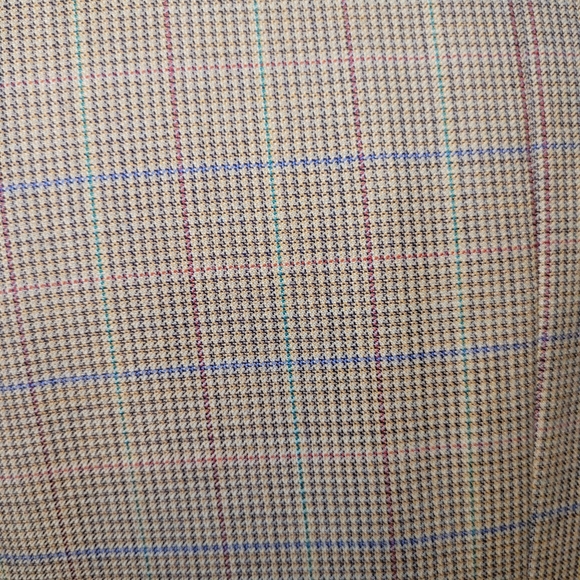 Burberry 40R Beige, Blue, Yellow, Red Windowpane Mens Wool Mens Sport Coat - Picture 7 of 9